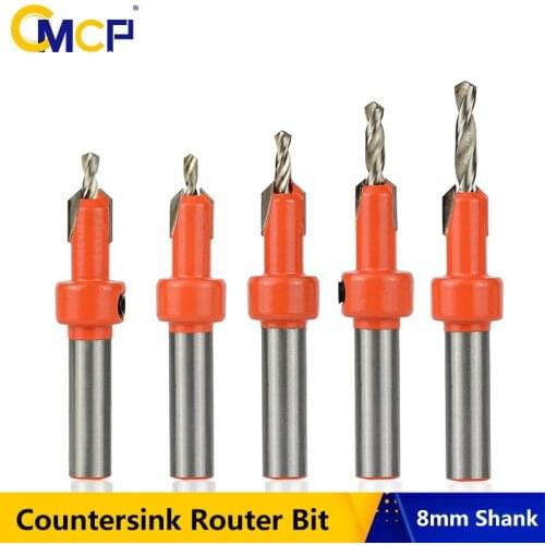 CMCP Countersink Router Bit 8mm Shank Demolition Drill Bit 2.8/3/3.2/3.5/4mm Woodworking Hole Drill Bit Wood Router Bit