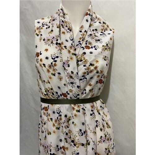 Mini floral print white pure natural silk crepe de chine fabric fit for women dress,SCDC1330