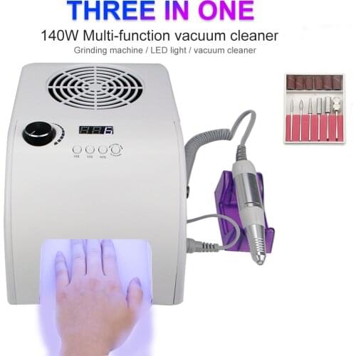 3in1 Multifunction Manicure Machine Fast Drying UV LED Nail Lamp Adjustable Speed 20W 35000RM Nail Drill Vacuum Dust Collector