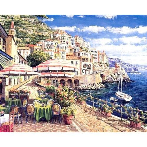 DIY Digital Painting By Numbers venice vacation oil painting mural Kits Coloring Wall Art Picture Gift frameless