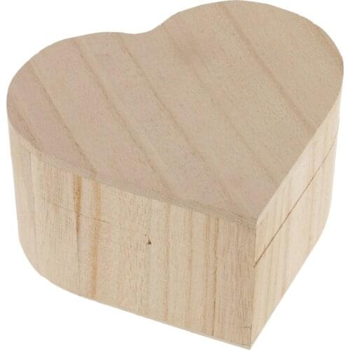 Unfinished Wooden Heart Shape Box to Put Jewelery Containers