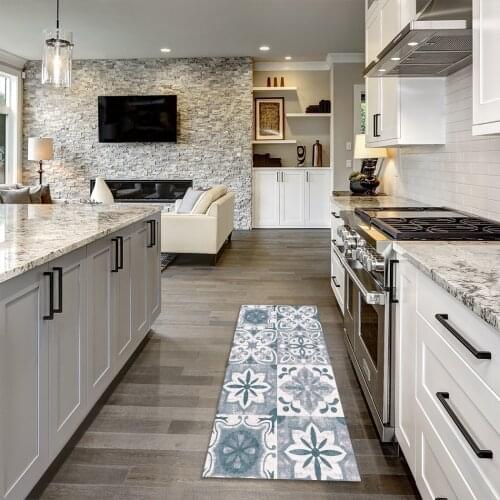 Non-Slip Geometric Door Mat Kitchen Carpet Vintage Plaid Floor Mat Kitchen Rug for Home Hallway Doormat Carpet for Living Room