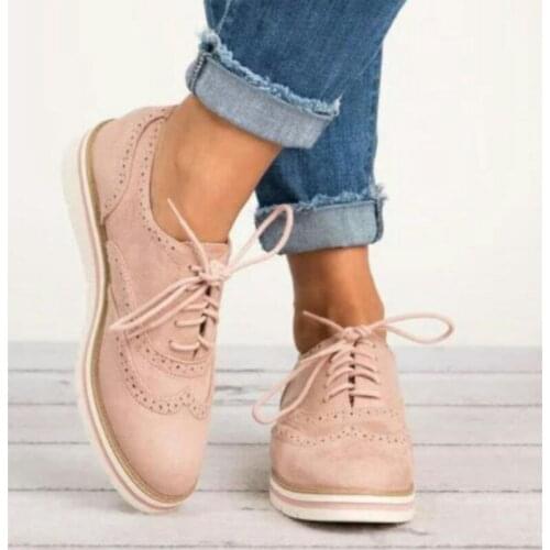 Autumn Women Sneakers Oxford Shoes Shoes Women Leather Suede Lace Up Boat Shoes Round Toe Shoes Moccasins