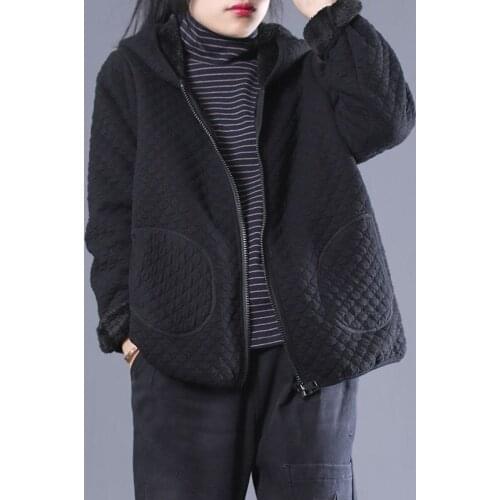 Casual Hooded Argyle Jackets Top Quality Autumn Winter Korean Style Women Long Sleeve Loose Thick Warm Coats All-Matched