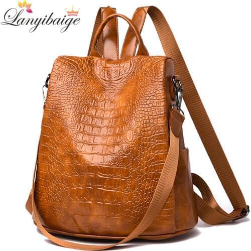 3-in-1 Women Backpacks Anti-theft Travel Backpack Soft Leather School Backpack Fashion School Bags Shoulder Bags for Women 2021
