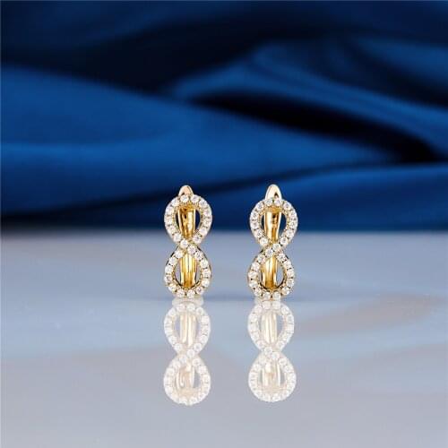 Jennifer New Figure 8 Hollow Dangle Earrings 585 Rose Gold Women Romantic Fashion Jewelry White Round Natural copper Ear