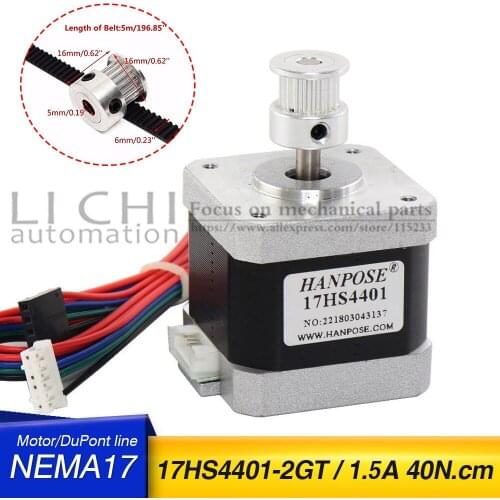 1pcs 4-lead Nema17 Stepper Motor 42motor 1.7A (17HS4401) with 1pcs 20tooth Aluminum Parts 2GT Synchronous Wheel for 3D printer