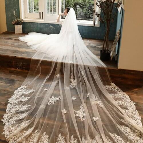 New style wedding veil women Korean style super long tail wedding accessories lace trim headdress super fairy