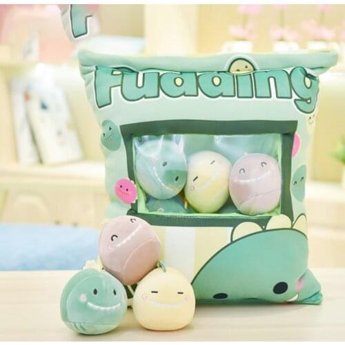 A Bag Of 8 Pcs Snack Pudding Mini Animal Balls Cat Dinosaur Pink Bunny Plush Pillow Doll Creative Anime Throw Pillow Kids Gift