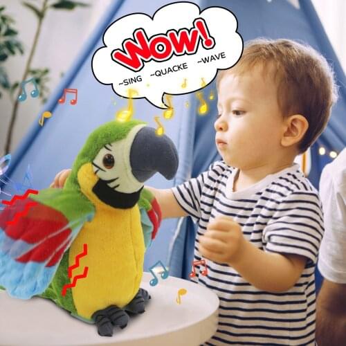 Wing Waving Music Plush Toys Kawaii Electronic Parrot Recording Repeating Swaying Body Peluches Doll Home Decor Ornaments Gifts