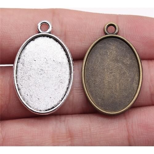WYSIWYG 10pcs 13x18mm 18x25mm Inner Size Simple Oval Shape Zinc Alloy Cameo Cabochon Base Setting Pendant