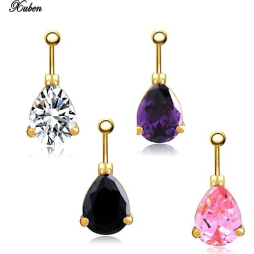 Body Piercing Jewelry Gold White Gold Heart Zircon Cubic Bar Ball Navel Belly Button Ring