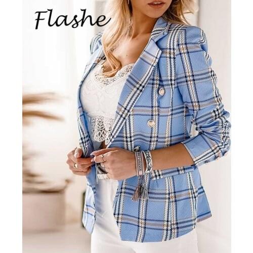 Autumn Winter Women Blazer Double Breasted Blazer Coat Women Fashion Slim Long Sleeve Elegant Suit Jacket Office Lady Short Coat