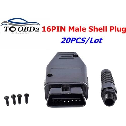 20pcs/Lot OBD2 Male Plug OBDII 16Pin Connector Adaptor OBDII Connector OBD2 16 PIN Male Shell Plug With Screws