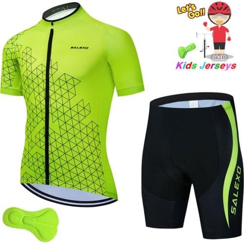 2022 New Cartoon Kids Short Sleeve Cycling Jersey Set Bike Shirt Children Breathable Bike Clothing Boys Girl Summer Bicycle Wear
