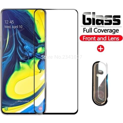 2in1 Tempered Glass On For Samsung Galaxy A80 A90 5G Camera Lens Screen Protector Glas For Samsung A 80 90 A805 A908 Glass Film