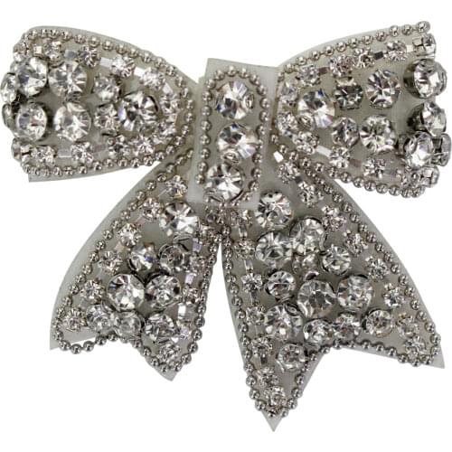 10piece Beaded Diamond Bow knot Patches Crystal Applique Badge for Brooches Headband Decorated DIY Sewing TH877