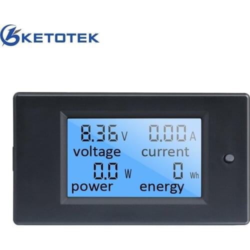 DC 6.5-100V/20A Voltmeter Ammeter Multifunction 4 in 1 LCD Display Voltage Current Power Energy with Blue Backlight