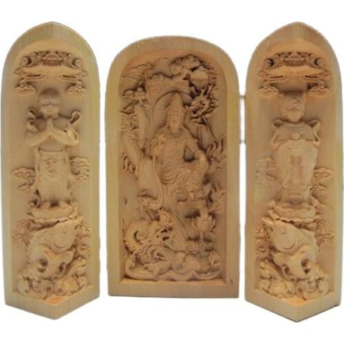Decorated Boxwood Highly Difficulty Carved Floding Box Guanyin