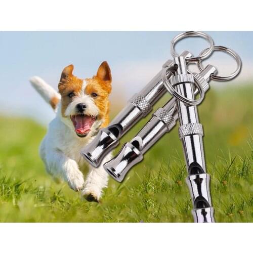 Pet Dog/Puppy Stop Barking Two-tone Ultrasonic Flute Whistle, Ultrasonic Cat Dog Training Sound Calling Tool With Keychain