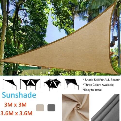 HOT SALE 3x3m/3.6x3.6m Triangle Sun Shelter Sun Shade Sail Canopy Camping Tent Tarp Waterproof Sunshade Awning Beach Picnic