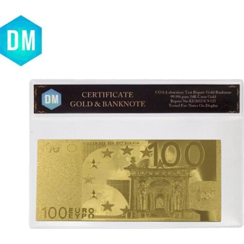 Nice Color Euro Gold Banknote Euro 100 Banknote in Gold Plated Money For Business Gifts and Collection