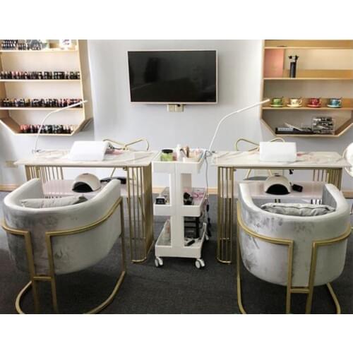 Ins Nordic marble net red manicure table iron single double manicure table table table chair set