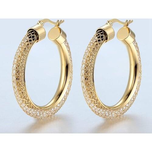 Net Round Pattern Hollow Hoop Earrings Brand Earrings For Women Jewelry Wholesale Trendy Gold Colour Women Earrings