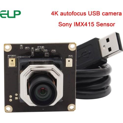 4K Autofocus USB Camera module 3840x2160 CMOS SONY IMX415 Sensor with 85 Degree No distortion Lens mini USB Video Webcam