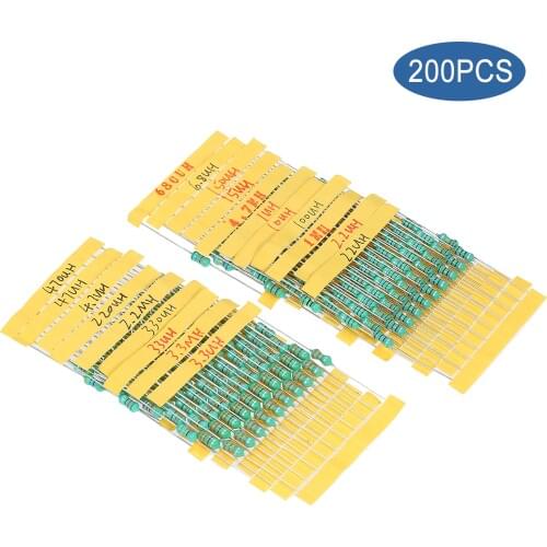 200Pcs φ0510 DIP Chromatic Ring Inductor Assortment Kit Set Tolerance ±10% Power 1W 20 Inductance