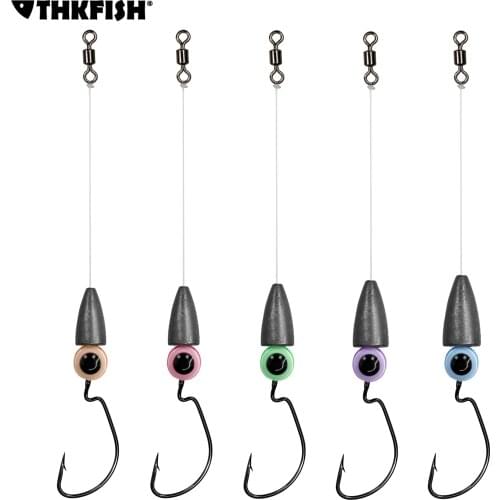 5pcs/lot Texas Rig Set 3.5g 5g 7g 10g 14g Fishing Lead Weight #1/0 Offset Hook Bass Fishing Accessories