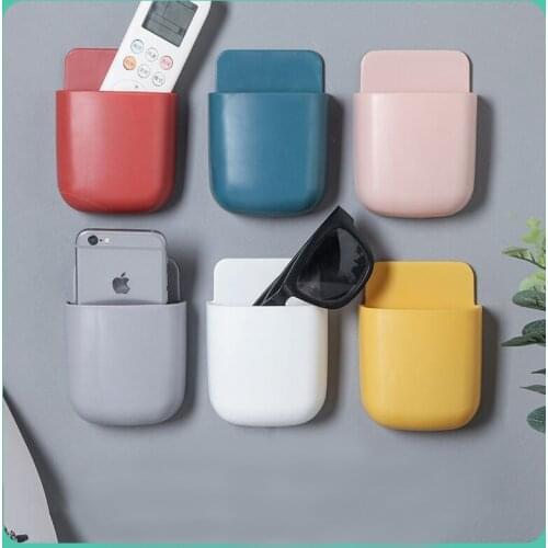Wall-Mounted Storage Box TV Air-Conditioner Remote Control Storage Box Mobile Phone Charging Box Plastic Storage Box Organizer