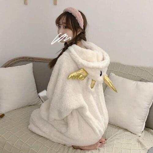 New Cute Animal Cartoon Anime Pajamas Kawaii Girl Autumn Winter Students Thickened One-piece Pajamas Set Winter White Pajamas