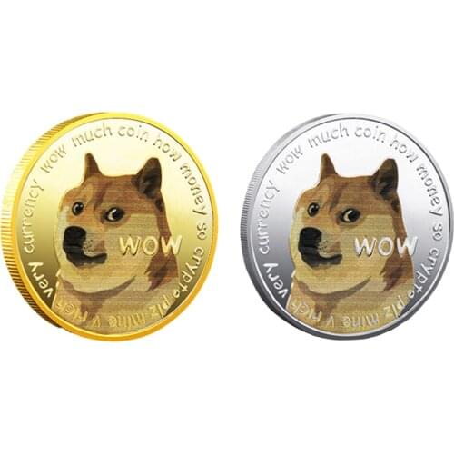 Novelty Creative Dog Commemorative Coins Iron Coin Collection Dogecoin Display Shelf Living Room Decor Collection Virtual Coin