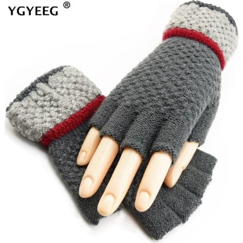 YGYEEG Fingerless Gloves Unisex Men Women Knitted Stretch Elastic Warm Half Finger Fingerless Gloves For Winter High Quality