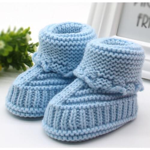 Handmade Newborn Baby Boys Girls Crib Shoes Infant Boys Girls First Walkers Crochet Knit Winter Warm Booties TQ