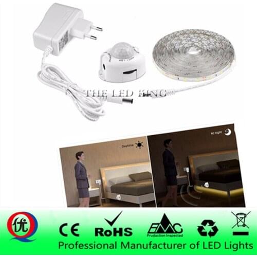 1m 2m 3m 4m 5m DC 12V LED Strip Light With Motion Sensor 110V 220V Input Power Supply For Bedroom Closet Wardrobe Lighting