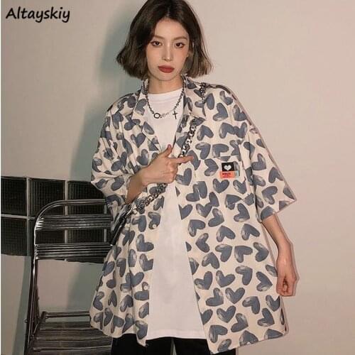 Shirts Women Vintage Summer Streetwear BF Loose Comfortable All-match Trendy Print New Harajuku Popular Casual Top Femme Simple