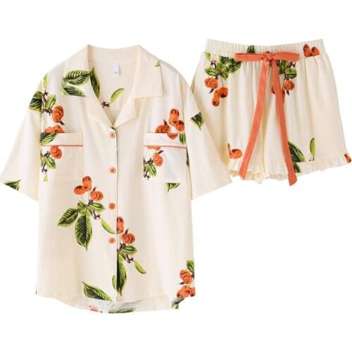 Floral Sleepwear Womens Pajama Sets New Cotton Pijama With Pockets Pyjama Femme Quality Ladies Home Suit Clothes For Home