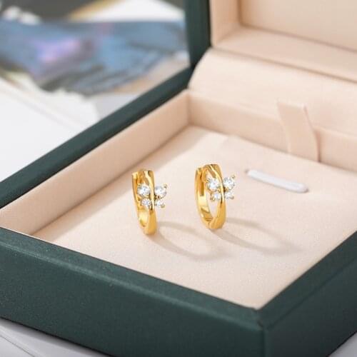 Butterfly Earring For Women Stainless Steel Zirocn Animal Ear Clip Female Girl Cute Perforated Cartilage Ear Jewelry Gift Femme