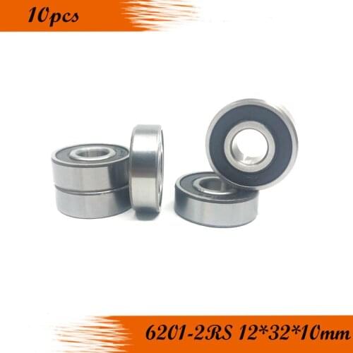 6201RS Bearing ABEC-3 (10 PCS) 12x32x10 mm Deep Groove 6201-2RS Ball Bearings 6201RZ 180201 RZ RS 6201 2RS EMQ Quality