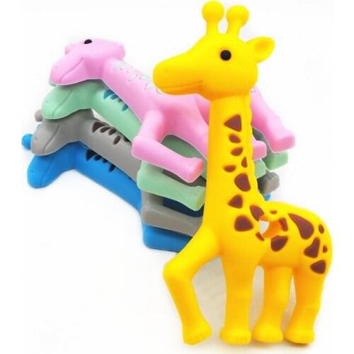 Chenkai 10PCS BPA Free DIY Silicone Giraffe Teether Baby Pacifier Dummy Sensory Pendant Animal Toy Crafts Gift Accessories