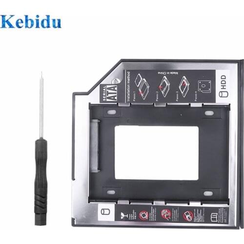 Kebidu 1PC Universal 9.5mm SATA 3.0 2.5" SSD HDD Case Hard Disk Drive Enclosure ODD Aluminum Plastic 2nd HDD Caddy Optical Bay
