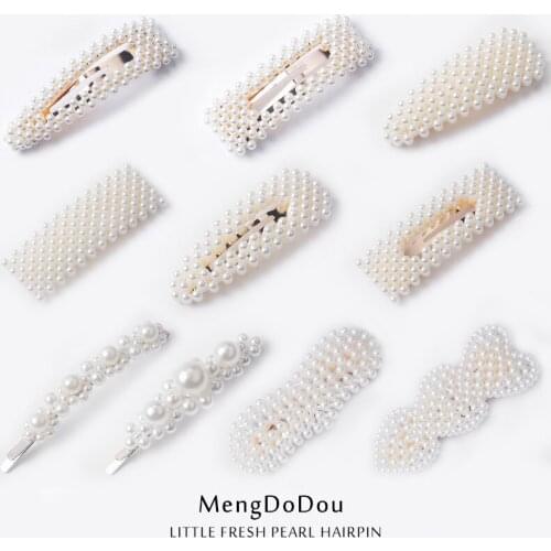 Korean Pop Ins Fashion Trend Alloy Pearl Hairpin For Women Fashion Simple Temperament BB Adult Hairpin Jewelry Wholesale
