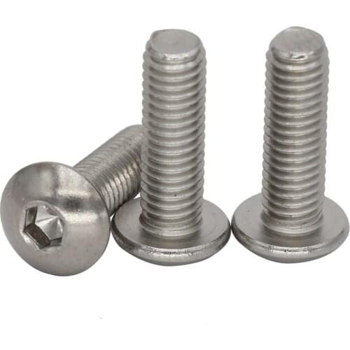 M2 M2*12/13/14/15/16 M2x12/13/14/15/16 304 Stainless Steel 304ss DIN7380 Mushroom Round Hex Hexagon Socket Button Head Screw