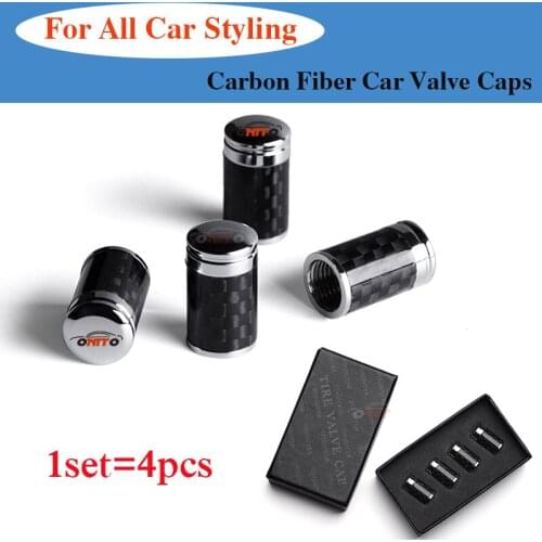 High Quality 1set Carbon Fiber Car Rim Tire Valve Caps With Box Dust-proof Protected For all car model