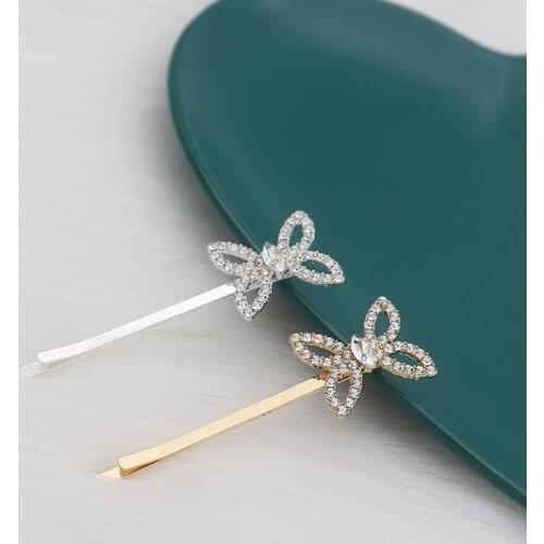 CZ Hair Pins Crystal Butterfly Charm Hair Clip Gold Barette Cheveux Bridal Hair Accessories For Girl Bridesmaid Gift