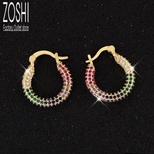1pair Geometric Round Dangle Earrings for Women Earring Rainbow Colorful CZ Jewelry Drop French Hoop Statement Earrings 2020