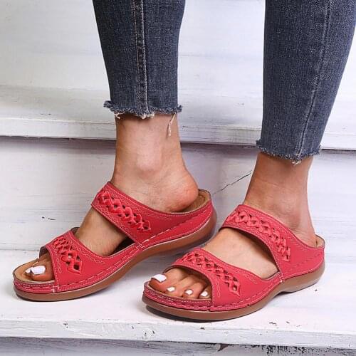 Women Faux Leather Anti Slip Low Wedge Sandals Hollow out Platform Slippers Pair with jeans, shorts, dress, suitable for beach