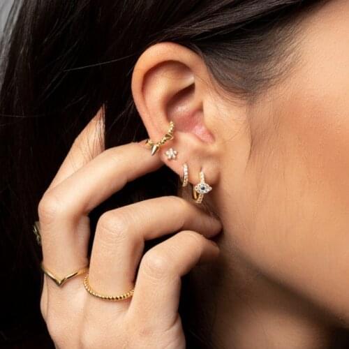 New Arrival Evil Eyes silver 925 earring Blue Eyes Mini Zircon Small Hoop Earrings for Women Anit-Allergy Female girl Jewelry